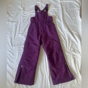 Medium purple kids warm overall snow pants